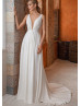 Ivory Satin V Open Back Chic Wedding Dress